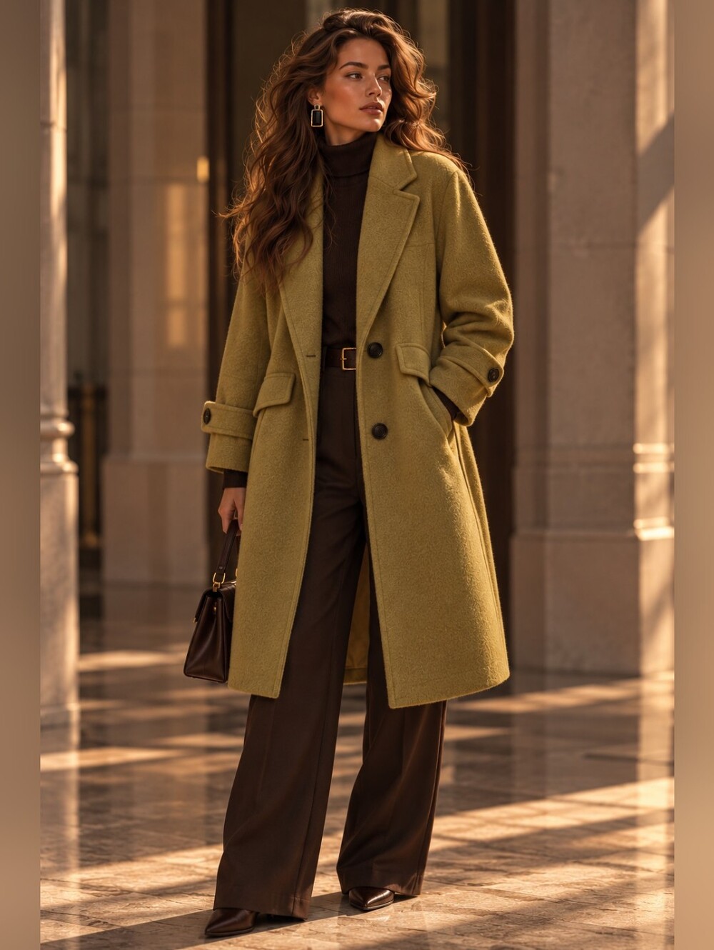66% Wool Moussy Wool Blend Long Coat Camel 66% Wool Size 1 (160/80A)